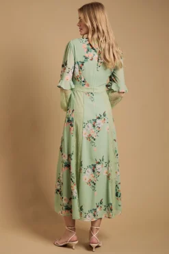 Robe Midi À Empiècement De Dentelle