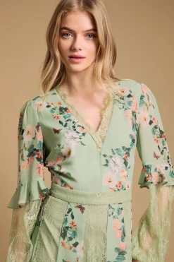 Robe Midi À Empiècement De Dentelle
