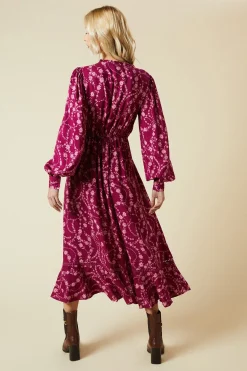 Dorothy Perkins Robe Midi À Empiècement En Dentelle Florale Berry<Femme Robes Mi-Longues|Satin Et Dentelle