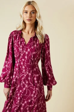 Dorothy Perkins Robe Midi À Empiècement En Dentelle Florale Berry<Femme Robes Mi-Longues|Satin Et Dentelle