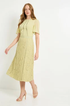 Wallis Robe Midi À Empiècement En Dentelle Dobby<Femme Toutes Les Robes|Robes Mi-Longues