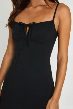Robe Midi En Bengaline À Buste Froncé Et Taille Basse