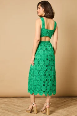 Oasis Robe Midi à Encolure Carrée avec Détails en Dentelle Florale<Femme Robes Mi-Longues|Satin Et Dentelle