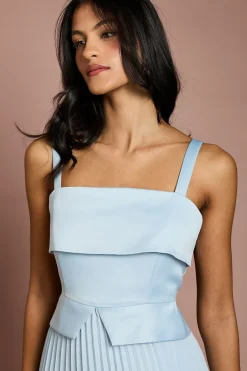 Robe Midi à Encolure Carrée Petite Taille