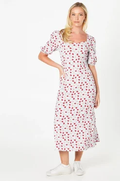 Robe Midi À Encolure Cœur Et Imprimé Fleuri Ditsy