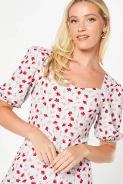 Robe Midi À Encolure Cœur Et Imprimé Fleuri Ditsy
