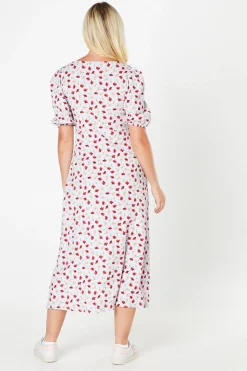 Robe Midi À Encolure Cœur Et Imprimé Fleuri Ditsy
