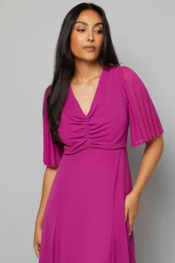 Wallis Robe Midi à Encolure en V avec Inserts Plissés Petite<Femme Toutes Les Robes|Robes