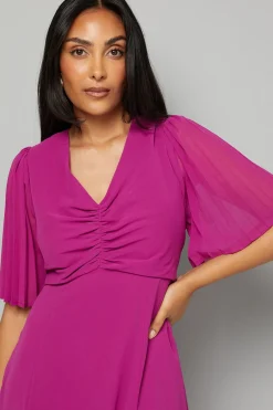 Wallis Robe Midi à Encolure en V avec Inserts Plissés Petite<Femme Toutes Les Robes|Robes