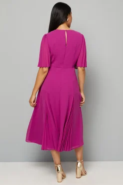 Wallis Robe Midi à Encolure en V avec Inserts Plissés Petite<Femme Toutes Les Robes|Robes