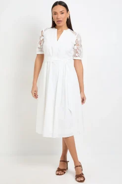 Wallis Robe Midi En Coton Avec Ceinture Et Dentelle Petite<Femme Toutes Les Robes|Robes Mi-Longues