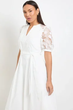 Wallis Robe Midi En Coton Avec Ceinture Et Dentelle Petite<Femme Toutes Les Robes|Robes Mi-Longues