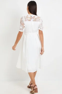 Wallis Robe Midi En Coton Avec Ceinture Et Dentelle Petite<Femme Toutes Les Robes|Robes Mi-Longues