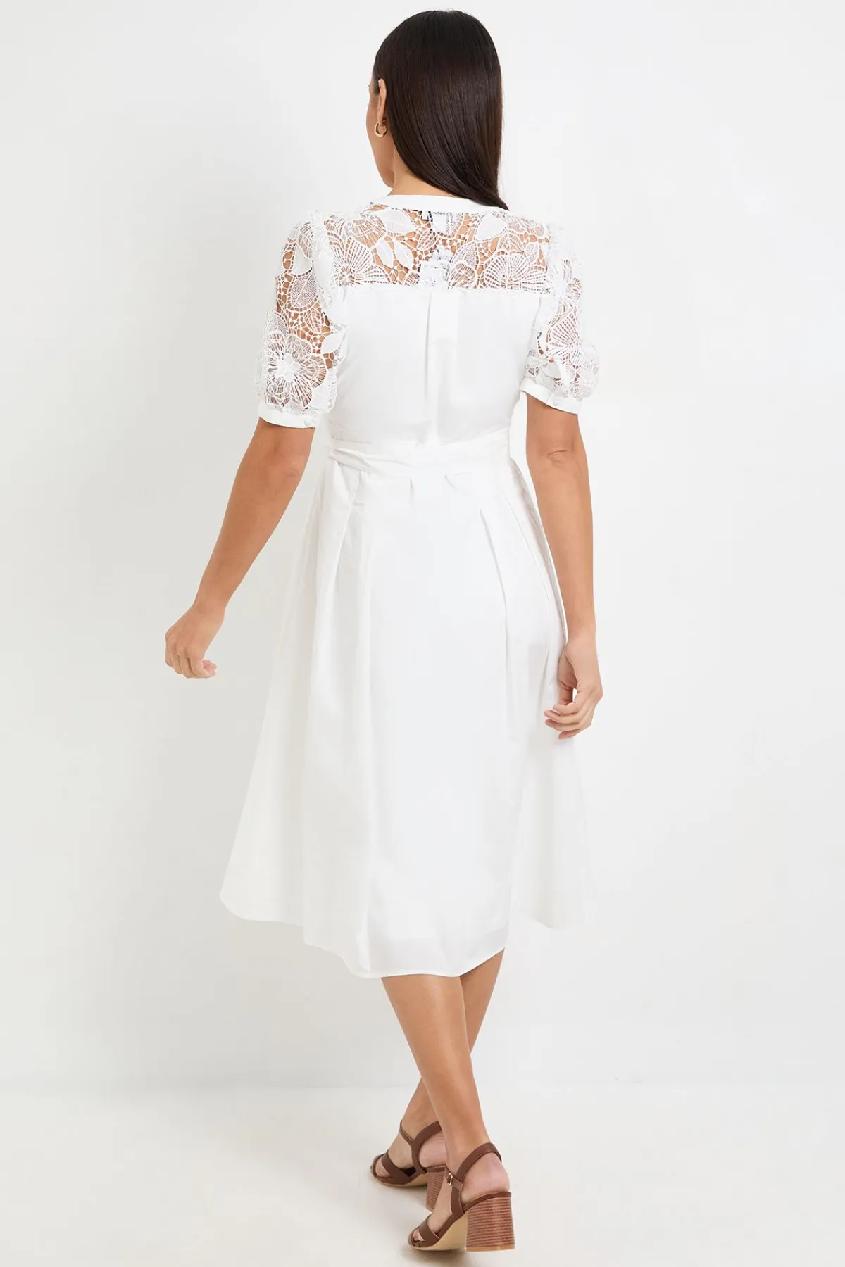 Wallis Robe Midi En Coton Avec Ceinture Et Dentelle Petite<Femme Toutes Les Robes|Robes Mi-Longues