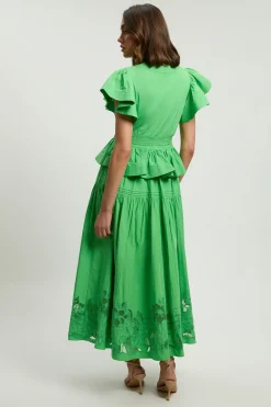 Robe Midi En Coton À Broderie Anglaise Avec Ceinture