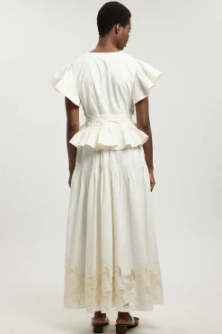 KarenMillen Robe Midi En Coton À Broderie Anglaise Avec Ceinture<Femme Robes|Robes Mi-Longues