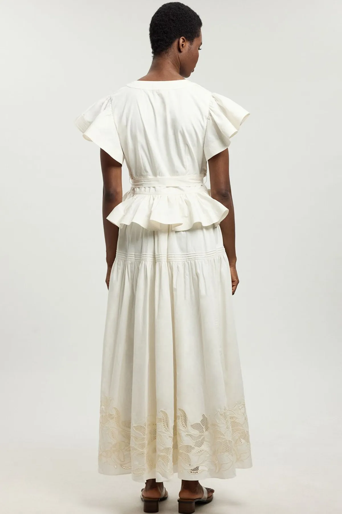 KarenMillen Robe Midi En Coton À Broderie Anglaise Avec Ceinture<Femme Robes|Robes Mi-Longues