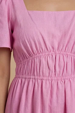 Dorothy Perkins Robe Midi En Coton Dobby À Taille Élastiquée Et Manches Papillon<Femme Robes|Robes Mi-Longues