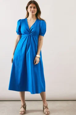 Robe Midi En Coton À Détail Torsadé Devant