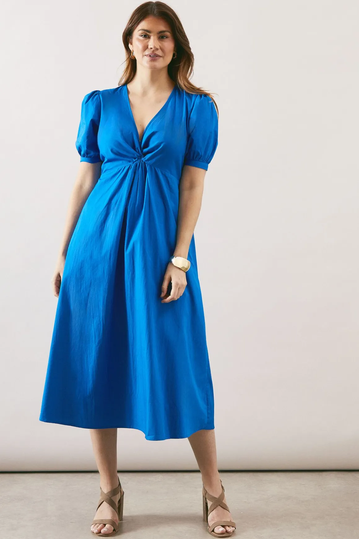 Robe Midi En Coton À Détail Torsadé Devant