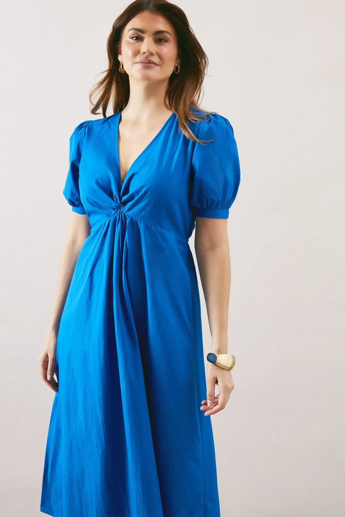 Robe Midi En Coton À Détail Torsadé Devant
