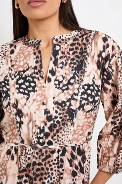 Robe Midi En Coton Imprimé Animal Pour L'été