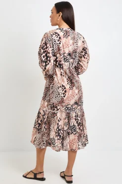 Robe Midi En Coton Imprimé Animal Pour L'été