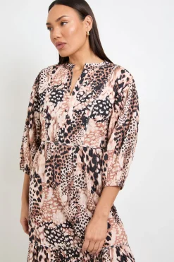 Robe Midi En Coton Imprimé Animal Pour L'été