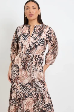 Robe Midi En Coton Imprimé Animal Pour L'été