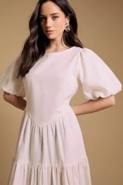 Oasis Robe Midi En Coton À Manches Bouffantes<Femme Robes Mi-Longues|Robes