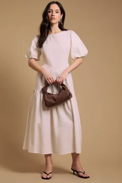 Oasis Robe Midi En Coton À Manches Bouffantes<Femme Robes Mi-Longues|Robes