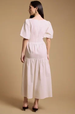 Oasis Robe Midi En Coton À Manches Bouffantes<Femme Robes Mi-Longues|Robes