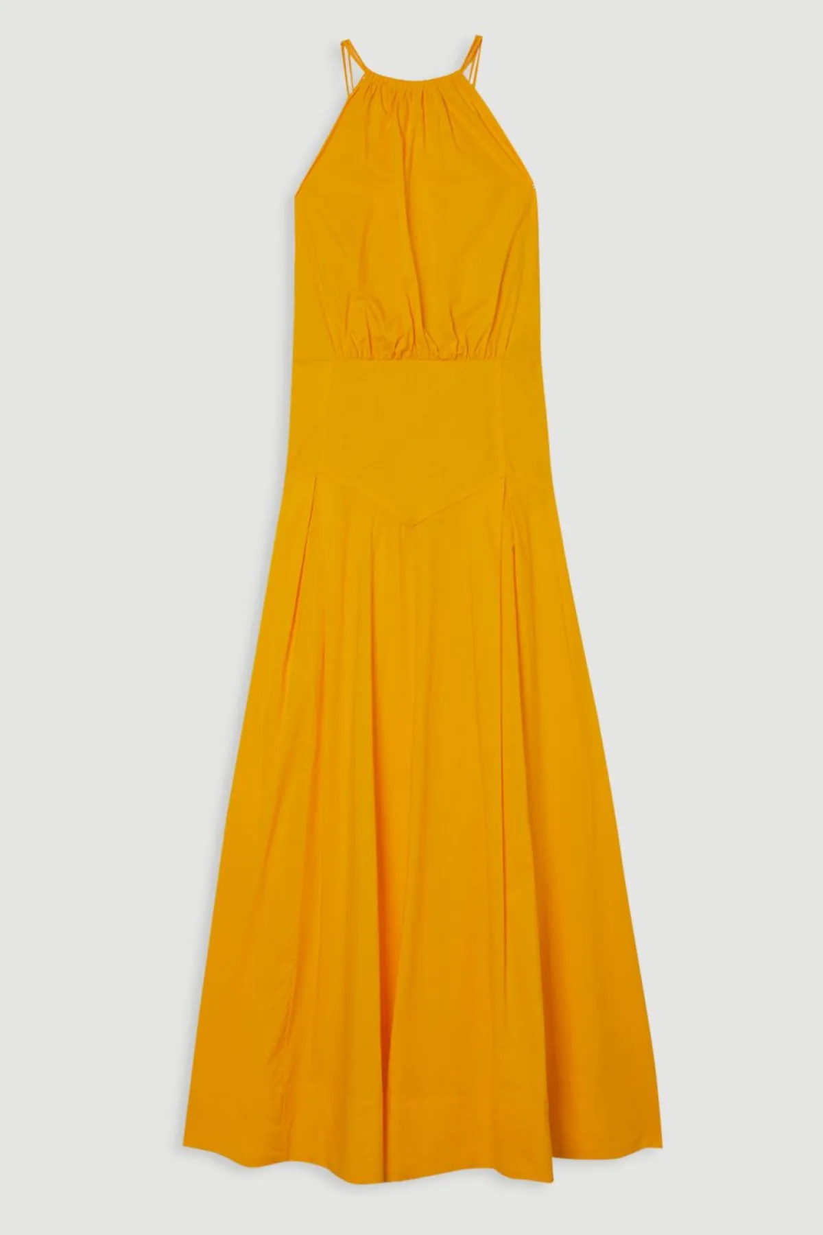 KarenMillen Robe midi en coton tissé à encolure halter avec détail de taille basse<Femme Robes|Robes Mi-Longues