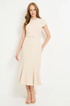 Robe Midi En Crêpe Avec Détail Torsadé Orné
