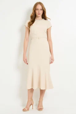Robe Midi En Crêpe Avec Détail Torsadé Orné