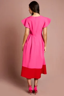 Coast Robe Midi En Crêpe Avec Nœud Et Manches À Volants<Femme Toutes Les Robes|Robes Mi-Longues