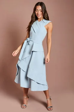 Coast Robe Midi En Crêpe Bardot À Encolure Croisée<Femme Robes|Robes Mi-Longues