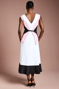 Coast Robe Midi en Crêpe Ceinturée à Blocs de Couleurs<Femme Toutes Les Robes|Robes Mi-Longues