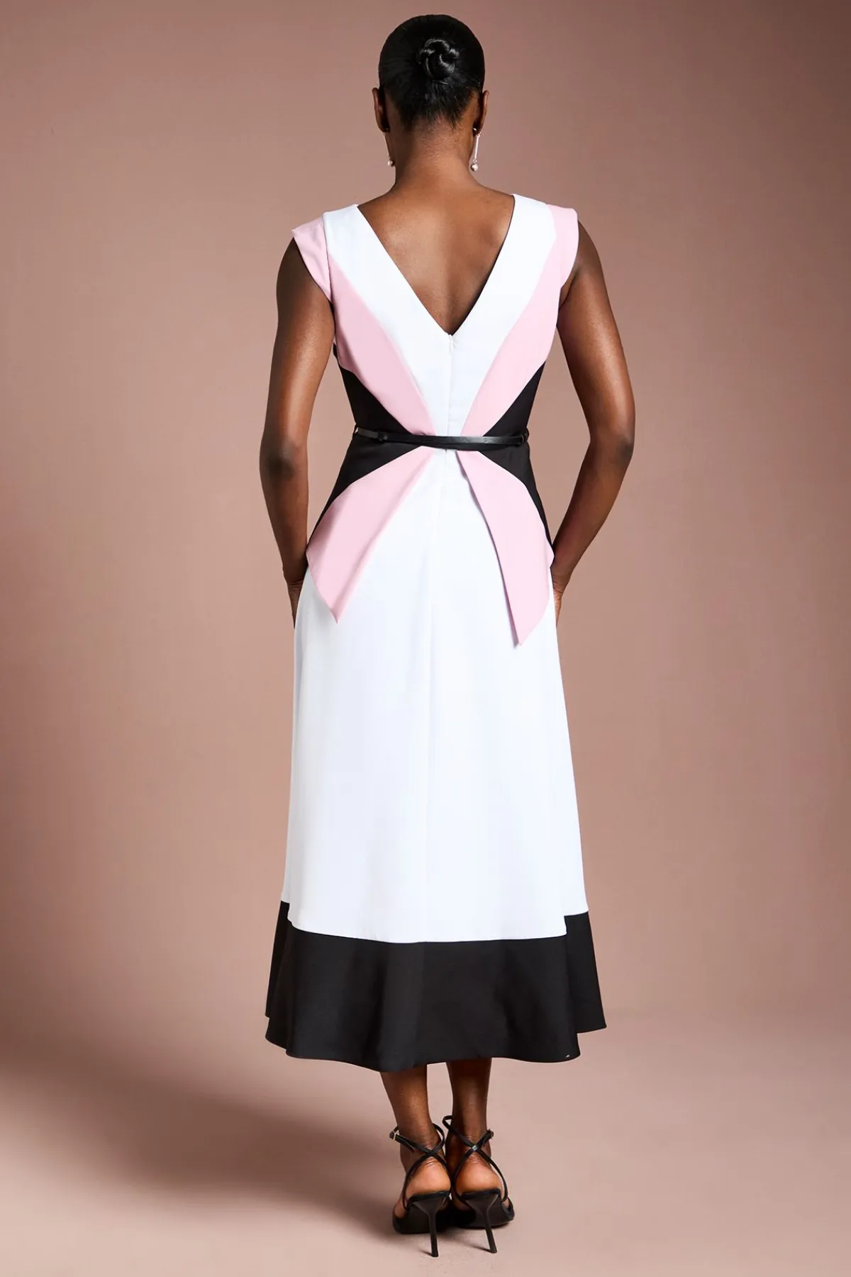 Coast Robe Midi en Crêpe Ceinturée à Blocs de Couleurs<Femme Toutes Les Robes|Robes Mi-Longues