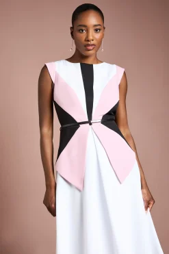 Coast Robe Midi en Crêpe Ceinturée à Blocs de Couleurs<Femme Toutes Les Robes|Robes Mi-Longues