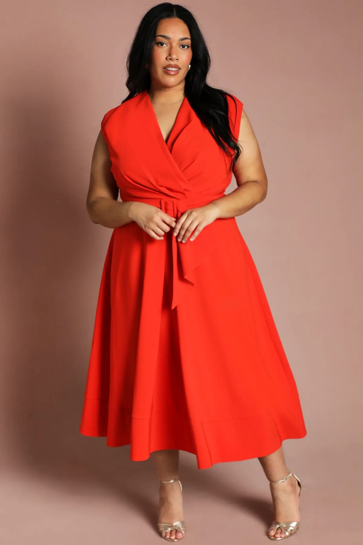 Coast Robe Midi En Crêpe Ceinturée Grande Taille<Femme Robes|Robes Mi-Longues