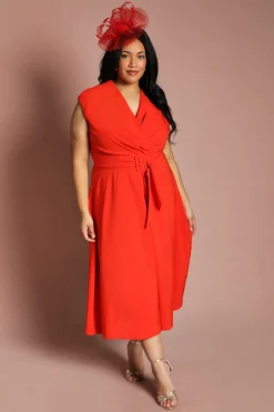 Coast Robe Midi En Crêpe Ceinturée Grande Taille<Femme Robes|Robes Mi-Longues