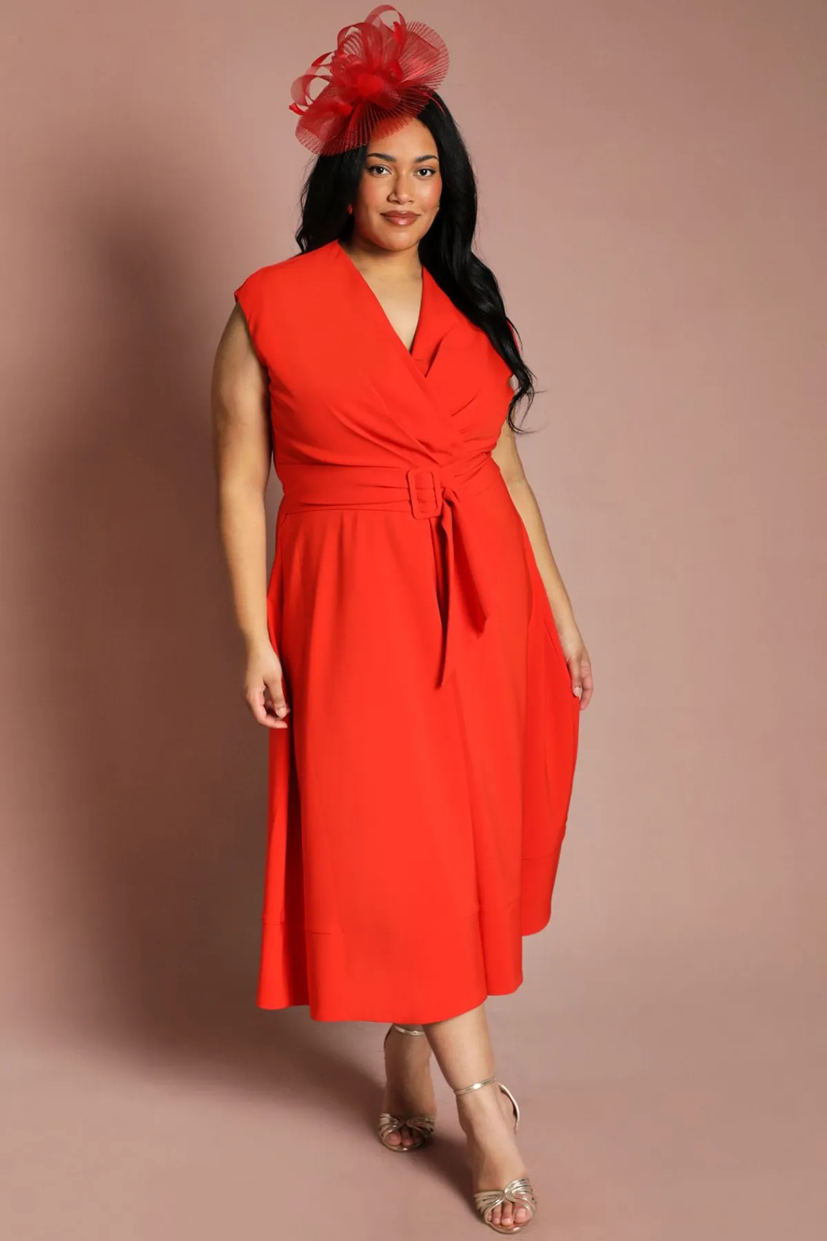 Coast Robe Midi En Crêpe Ceinturée Grande Taille<Femme Robes|Robes Mi-Longues