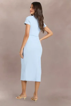 boohoo Robe Midi En Crêpe À Col Montant Avec Détail De Poches<Femme Tailleurs|Robes Mi-Longues