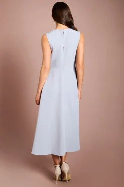 Robe Midi En Crêpe À Corsage Plissé