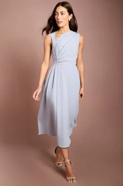 Robe Midi En Crêpe À Corsage Plissé