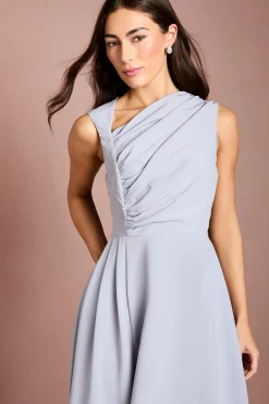 Robe Midi En Crêpe À Corsage Plissé