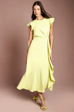Coast Robe Midi En Crêpe À Détail De Volants<Femme Toutes Les Robes|Robes Mi-Longues