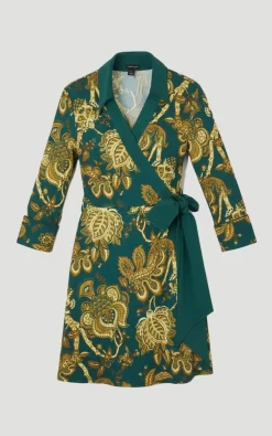 Robe Midi en Crêpe à Imprimé Cachemire avec Ceinture Nouée