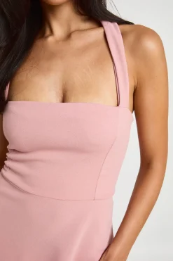 Robe Midi En Crêpe Jersey À Encolure Américaine